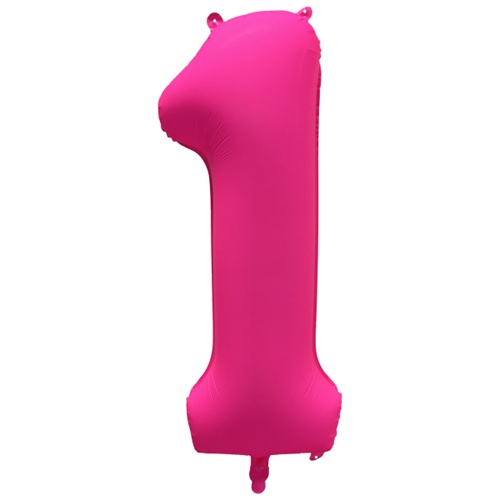 Folieballon cijfer 1 neon pink 86cm