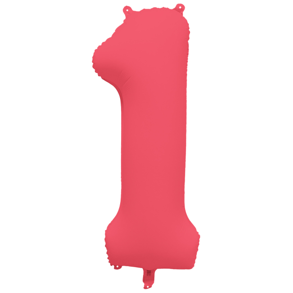 Folieballon cijfer 1 neon rood 86cm