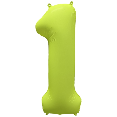 Folieballon cijfer 1 neon yellow 86cm
