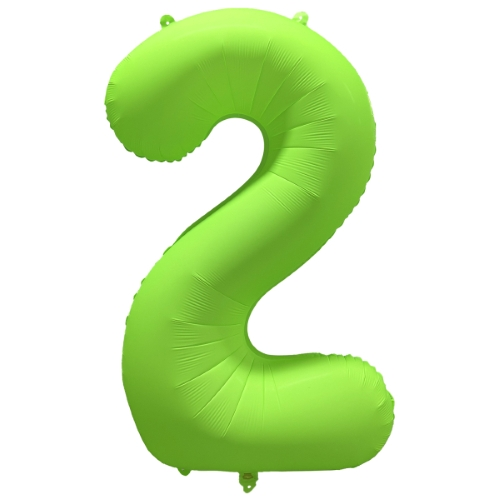Folieballon cijfer 2 neon groen 86cm