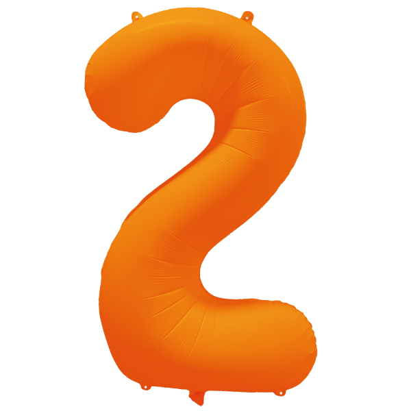 Folieballon cijfer 2 neon oranje 86cm