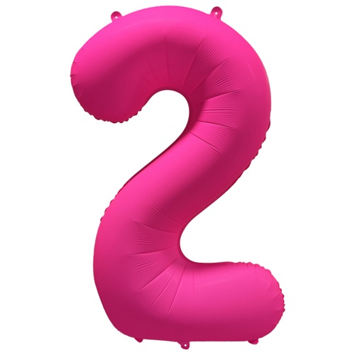 Folieballon cijfer 2 neon pink 86cm