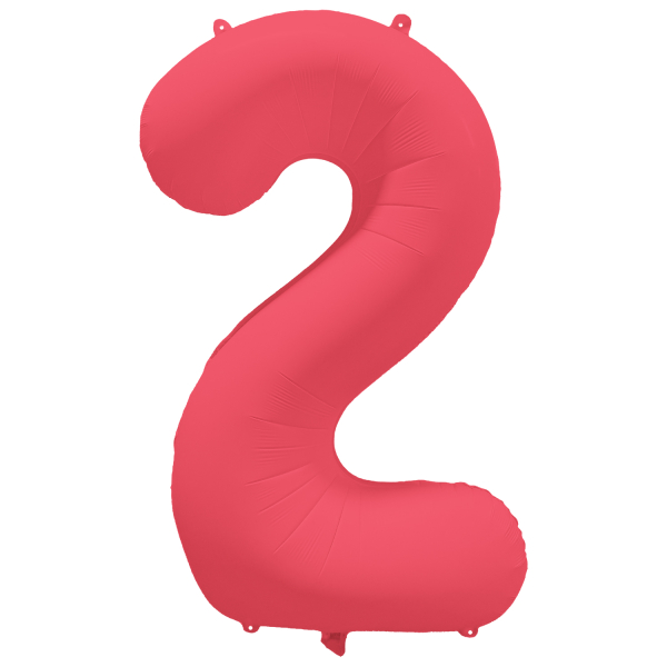 Folieballon cijfer 2 neon rood 86cm