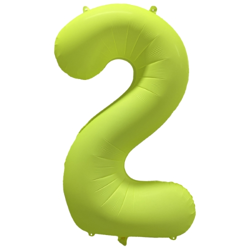 Folieballon cijfer 2 neon yellow 86cm