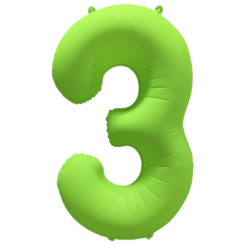 Folieballon cijfer 3 neon groen 86cm