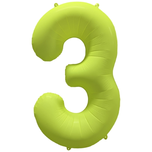 Folieballon cijfer 3 neon yellow 86cm