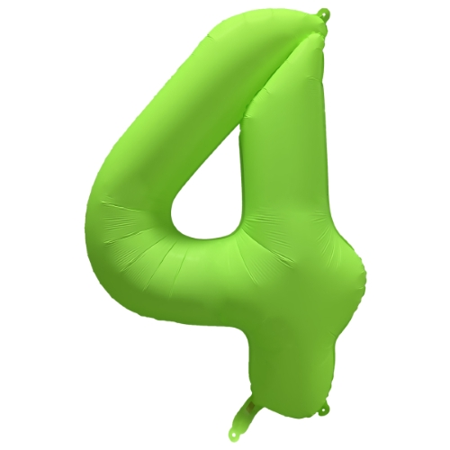 Folieballon cijfer 4 neon groen 86cm