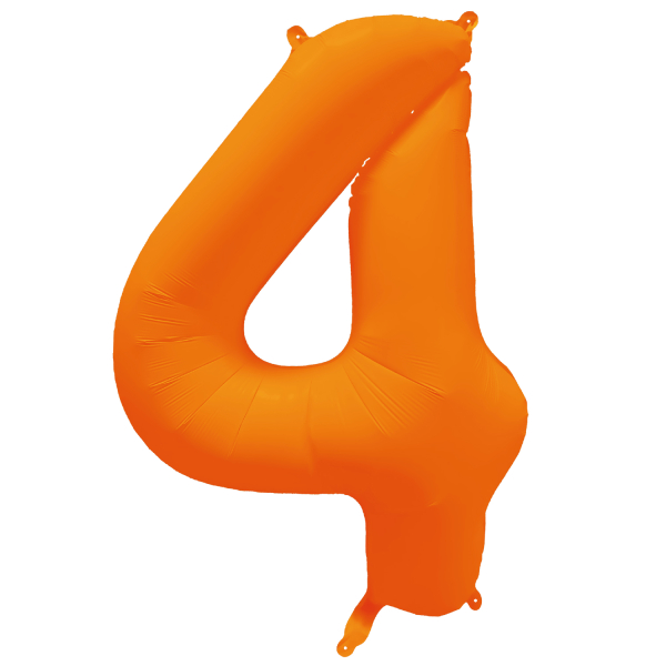 Folieballon cijfer 4 neon oranje 86cm