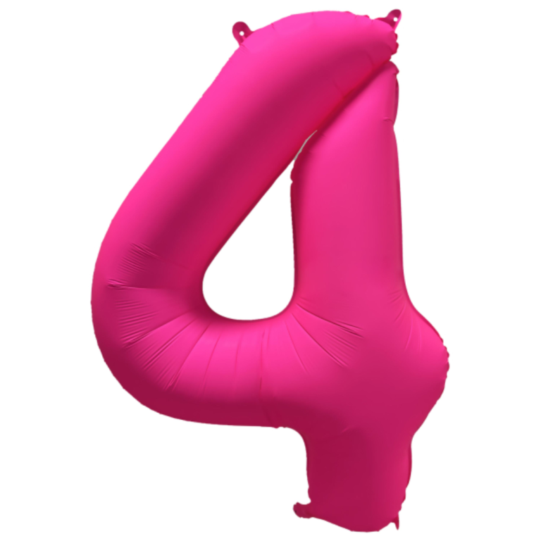 Folieballon cijfer 4 neon pink 86cm