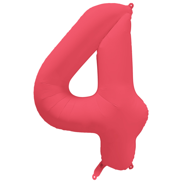 Folieballon cijfer 4 neon rood 86cm