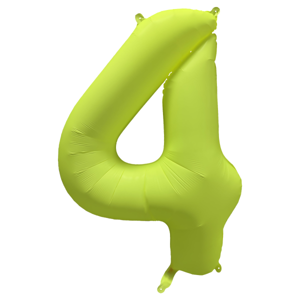 Folieballon cijfer 4 neon yellow 86cm