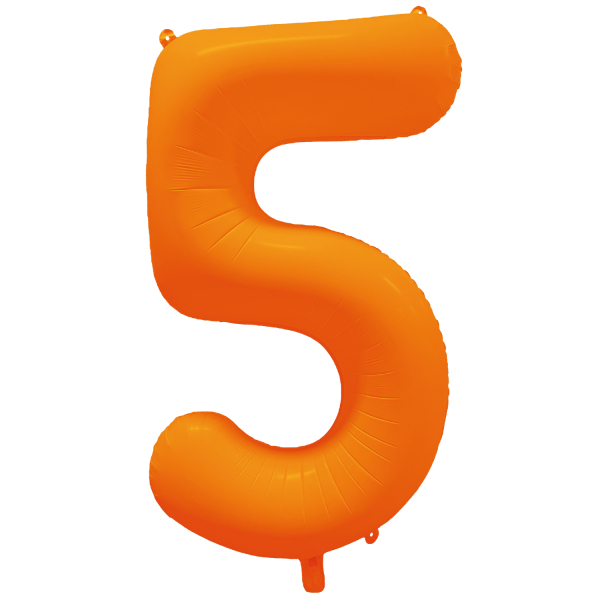 Folieballon cijfer 5 neon oranje 86cm
