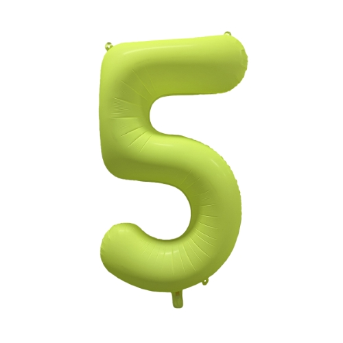 Folieballon cijfer 5 neon yellow 86cm