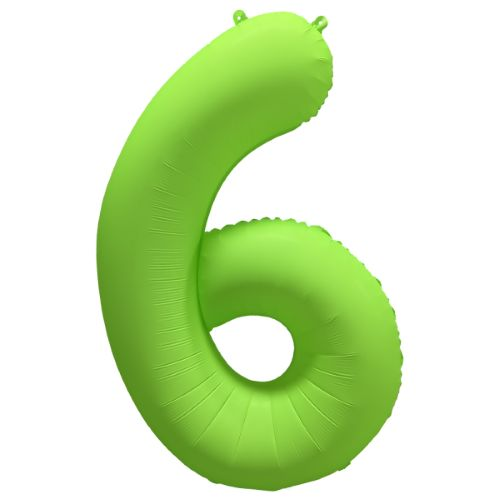 Folieballon cijfer 6 neon groen 86cm