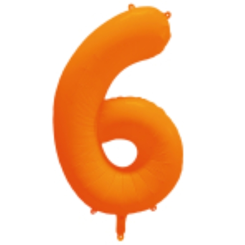 Folieballon cijfer 6 neon oranje 86cm