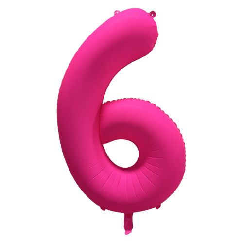 Folieballon cijfer 6 neon pink 86cm