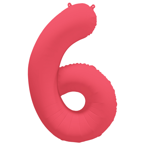 Folieballon cijfer 6 neon rood 86cm
