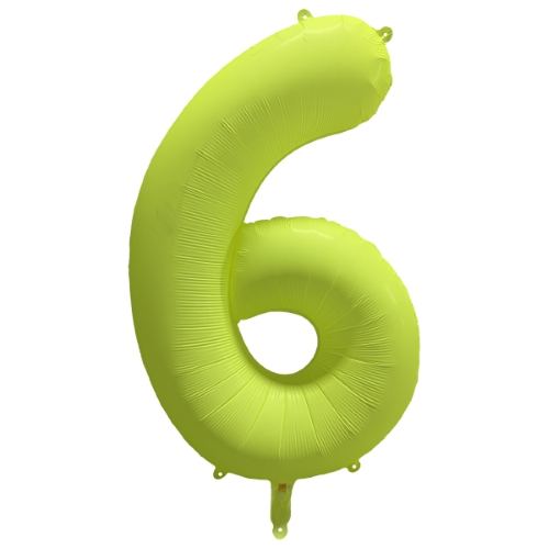Folieballon cijfer 6 neon yellow 86cm