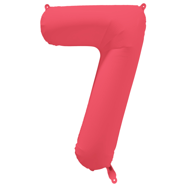 Folieballon cijfer 7 neon rood 86cm