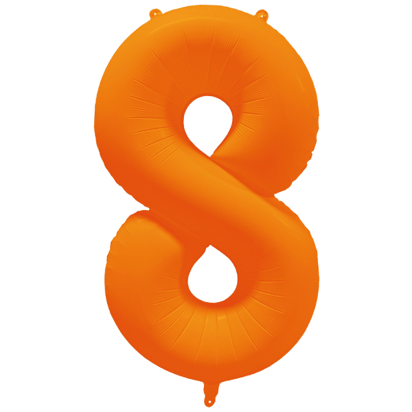 Folieballon cijfer 8 neon oranje 86cm