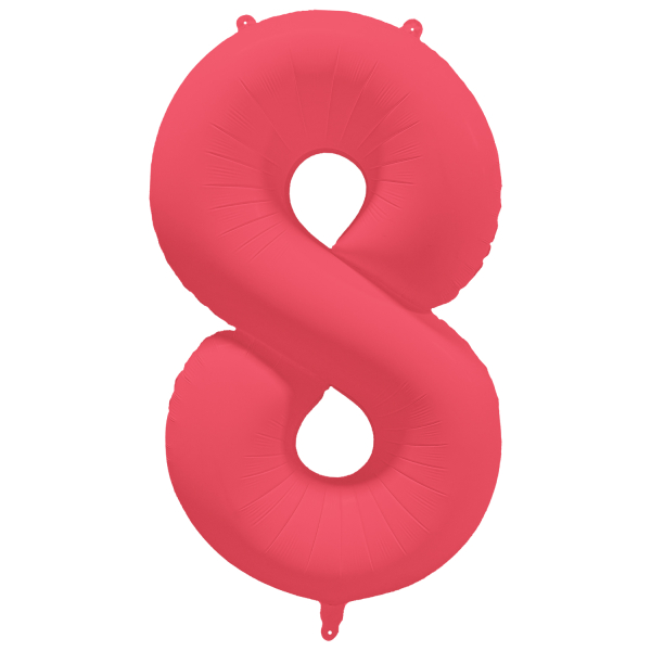 Folieballon cijfer 8 neon rood 86cm