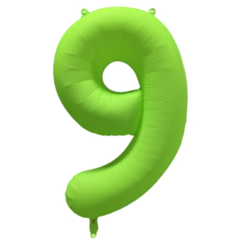 Folieballon cijfer 9 neon groen 86cm