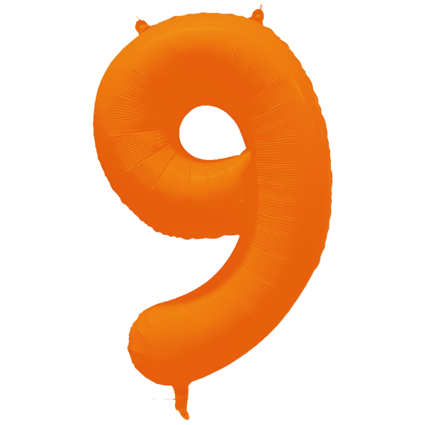 Folieballon cijfer 9 neon oranje 86cm