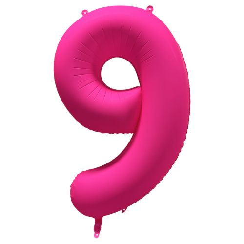 Folieballon cijfer 9 neon pink 86cm