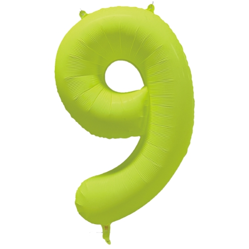 Folieballon cijfer 9 neon yellow 86cm