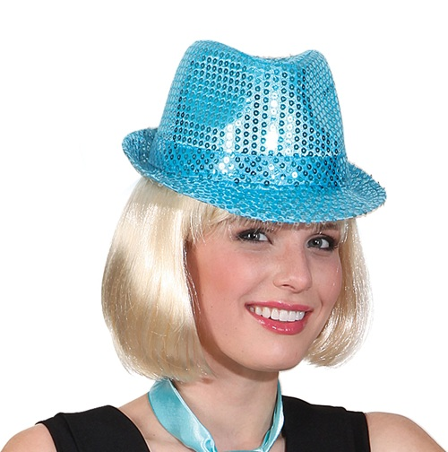 Gleufhoed pailletten turquoise