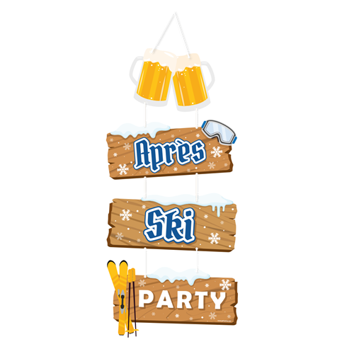 Hangdecoratie deurbord Apres ski 100cm