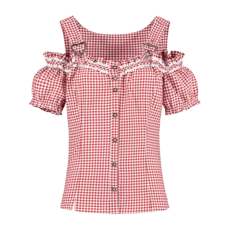 Tiroler blouse Anna rood wit 38