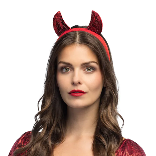Diadeem duivel hoorntjes pailletten