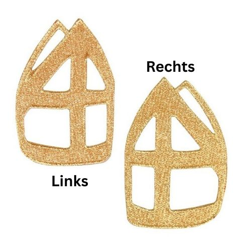 Strijk applicatie mijter links of rechts