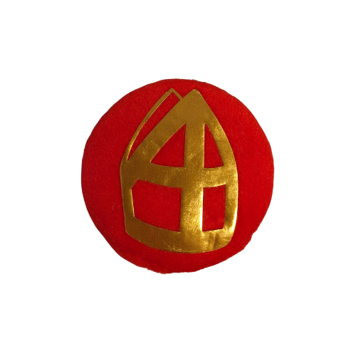 Baretspeld / button met mijter rood