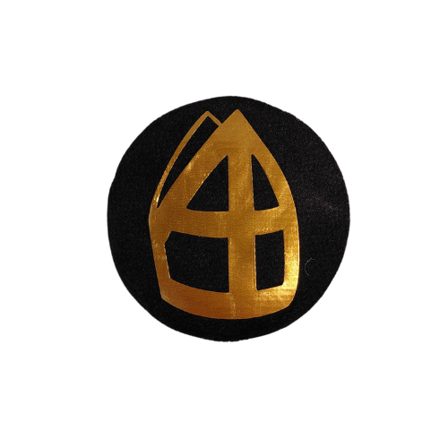 Baretspeld / button met mijter zwart