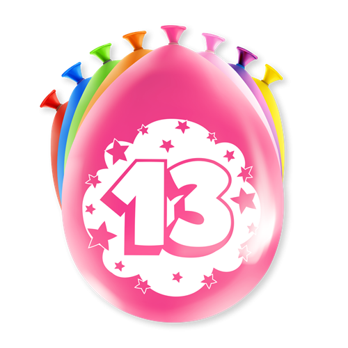 Ballonnen 13 jaar pastel 8st