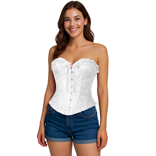 Korset wit met barokpatroon