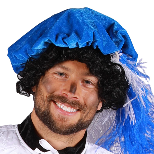 Pieten baret polyester fluweel blauw