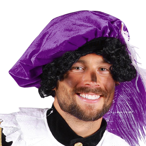 Pieten baret polyester fluweel paars