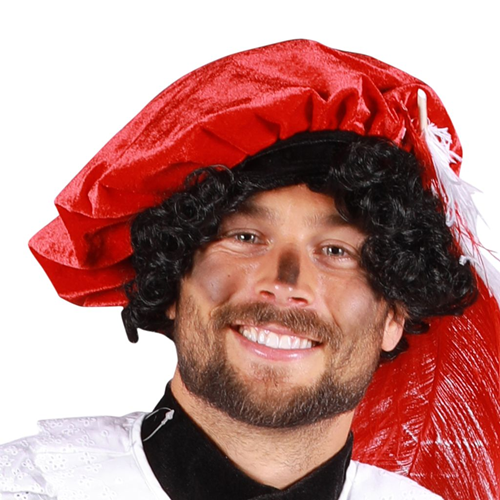 Pieten baret polyester fluweel rood