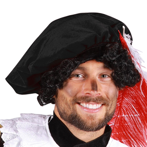 Pieten baret polyester fluweel zwart