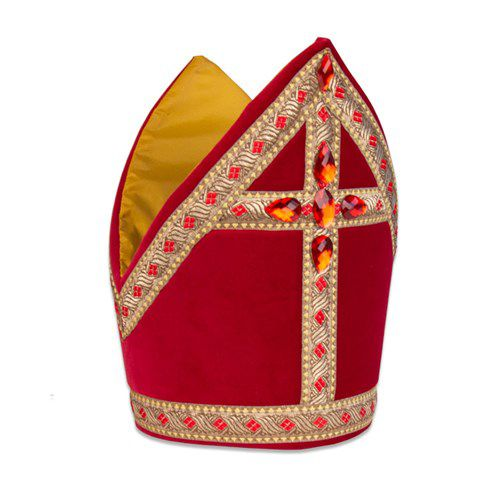 Sinterklaas kokermijter Bram model met Stefan galon katoen fluweel