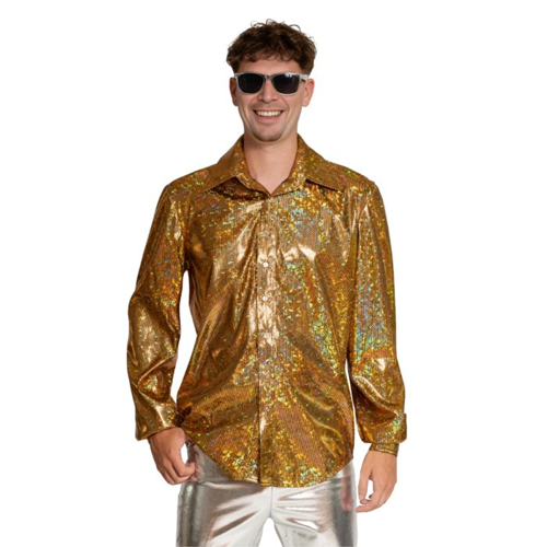 Disco blouse shiny goud