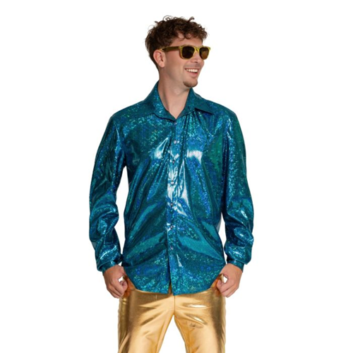 Disco blouse shiny turquoise