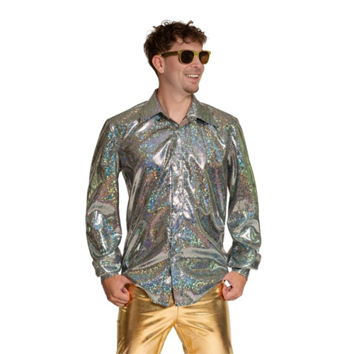 Disco blouse shiny zilver