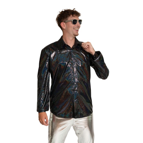 Disco blouse shiny zwart