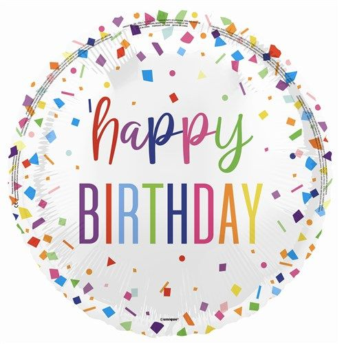Folieballon happy birthday bright confetti 45cm