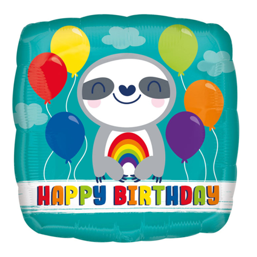Folieballon Happy birthday Sloth 43cm