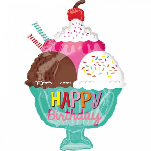 Folieballon Ice Cream Sundae Happy Birthday 58cm